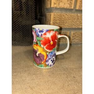 Dunoon Fine Bone China Mug Hampton by Jane Brookshaw Pansies Flowers England